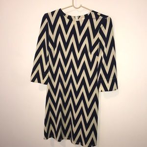 Navy and white dress from Neiman Marcus